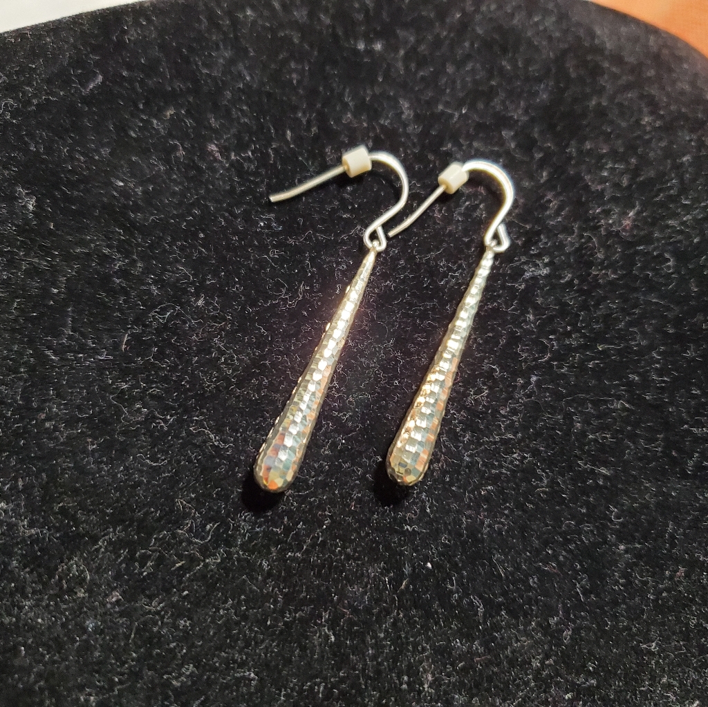 925 Silver Hammer Drop Earrings 1.90